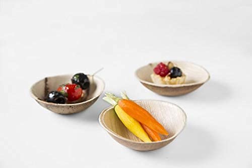 Charity Leaf Disposable Palm Leaf 3.5" Round Mini Bowl (25 pcs) Dipping Bowls | Bamboo Like| All Natural and Biodegradable | Charcuterie Boards, BBQs, and Parties - Image 4