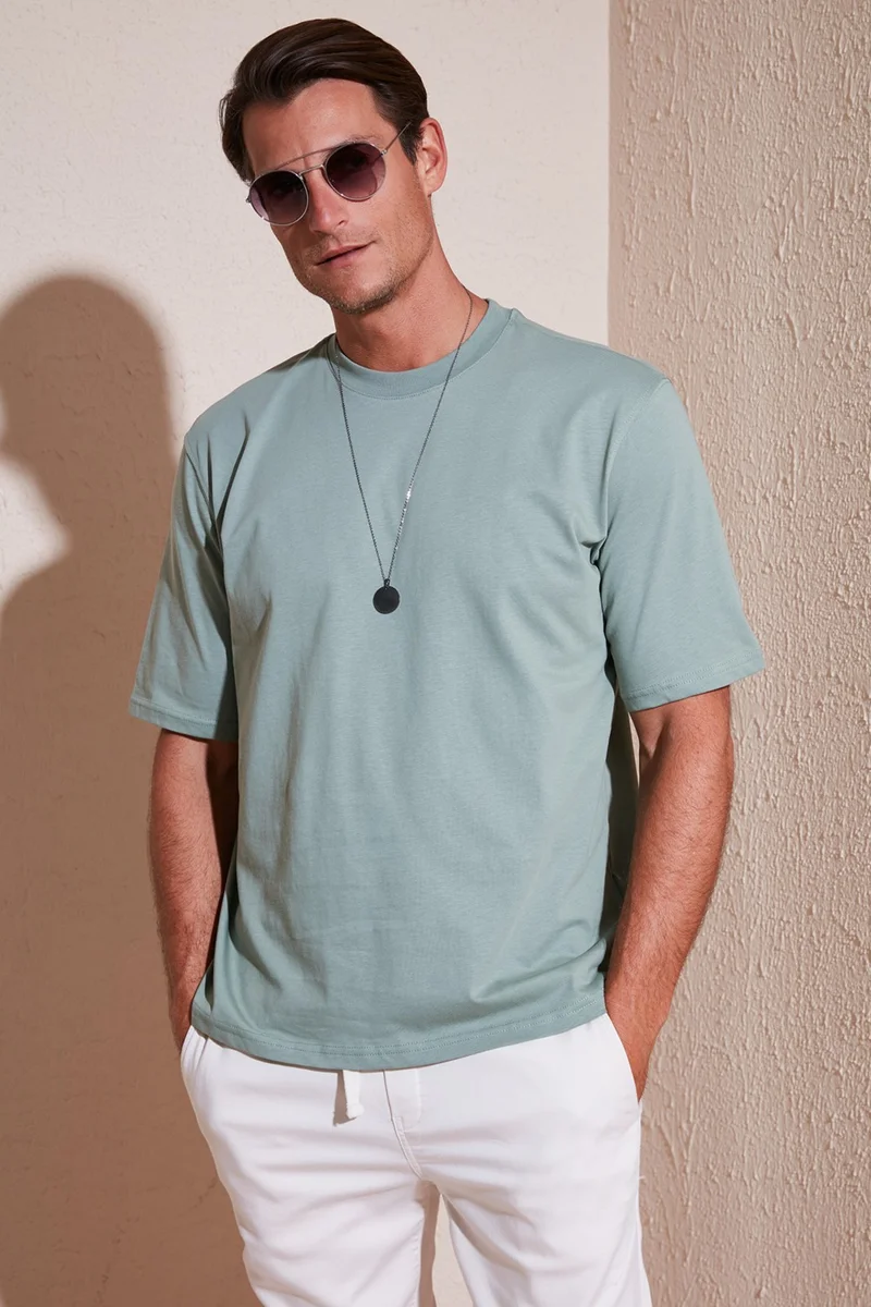 بوراتي Cotton Oversize Crew Neck Basic T Shirt Men's T Shirt 5902365