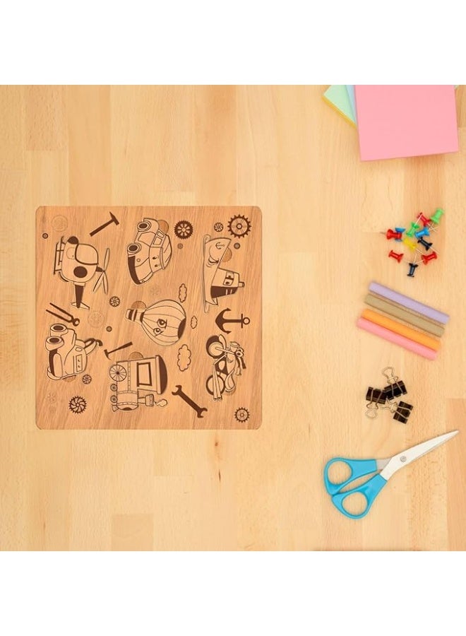Wooden Construction Toy, Transportation Pattern, Laser Cut MDF, Size 29 x 30 cm, Developing Fine Motor Skills - Image 4