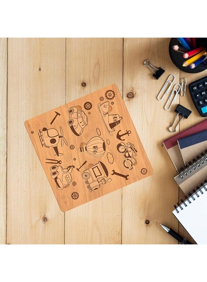 Wooden Construction Toy, Transportation Pattern, Laser Cut MDF, Size 29 x 30 cm, Developing Fine Motor Skills - Image 2