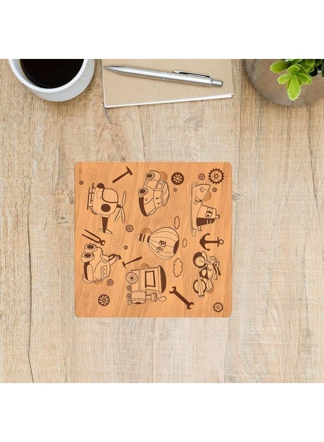 Wooden Construction Toy, Transportation Pattern, Laser Cut MDF, Size 29 x 30 cm, Developing Fine Motor Skills - Image 1