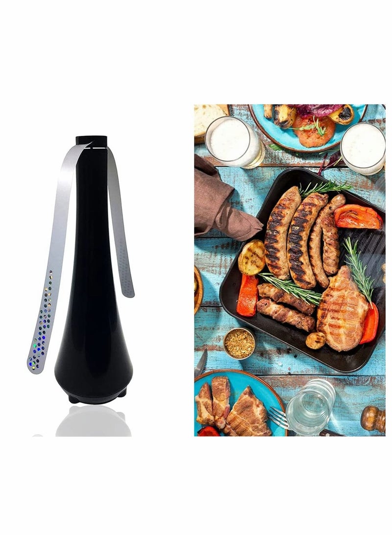 KASTWAVE Fly Fan for Tables Indoor Outdoor Meal, Table Top Bug Repellent, Deterrent Fan with Holographic Blades, Portable Fly Fan Keep for Your Food Clean, Fly Fan for Picnic, Restaurant, Party, Home (Black)  - Image 1