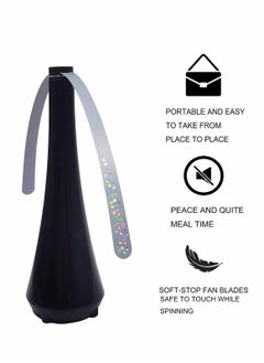 KASTWAVE Fly Fan for Tables Indoor Outdoor Meal, Table Top Bug Repellent, Deterrent Fan with Holographic Blades, Portable Fly Fan Keep for Your Food Clean, Fly Fan for Picnic, Restaurant, Party, Home (Black)  - Image 4