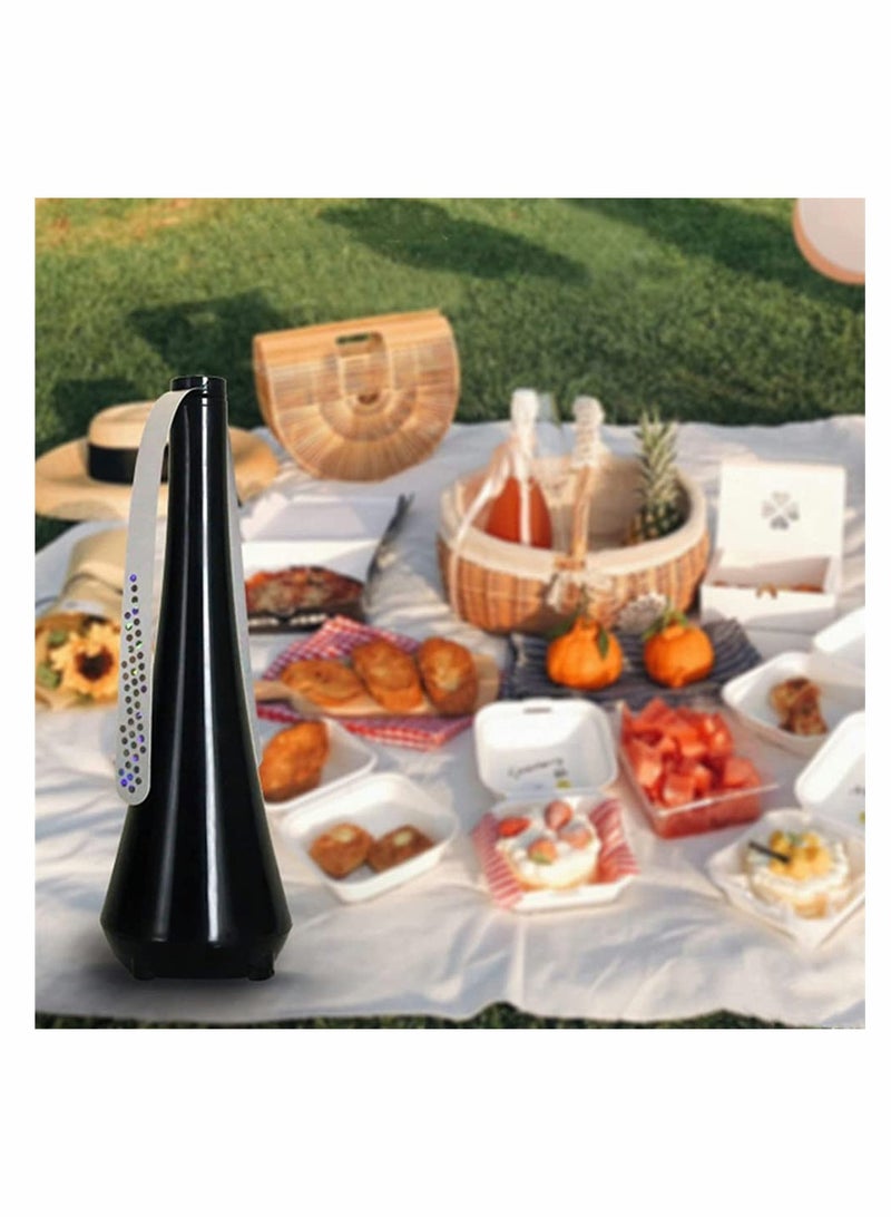 KASTWAVE Fly Fan for Tables Indoor Outdoor Meal, Table Top Bug Repellent, Deterrent Fan with Holographic Blades, Portable Fly Fan Keep for Your Food Clean, Fly Fan for Picnic, Restaurant, Party, Home (Black)  - Image 3