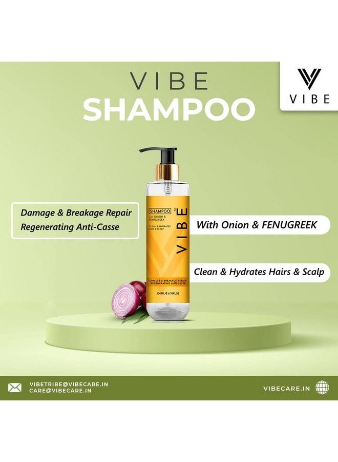 Vibe Onion & Fenugreek Shampoo Prevents Hair Fall ; Hair Shampoo For Men & Women ; Intensive Hair Growth Treatment For Dry And Damaged Hair ; Provides Deep Conditioning & Strength ; 200 Ml - Image 3