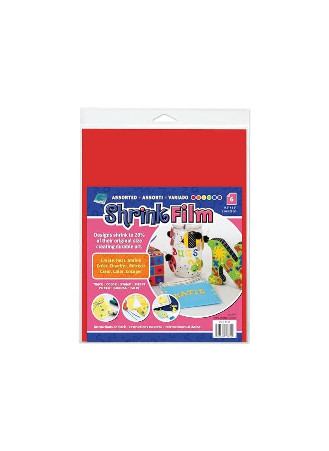 Grafix Grafix Film Assorted, 8.5 x 11, Pack of 6, Opaque Sheets, Design Your Art and Shrink It to Create Jewelry, Embellishments, Paper, 6 Fl Oz  - Image 1