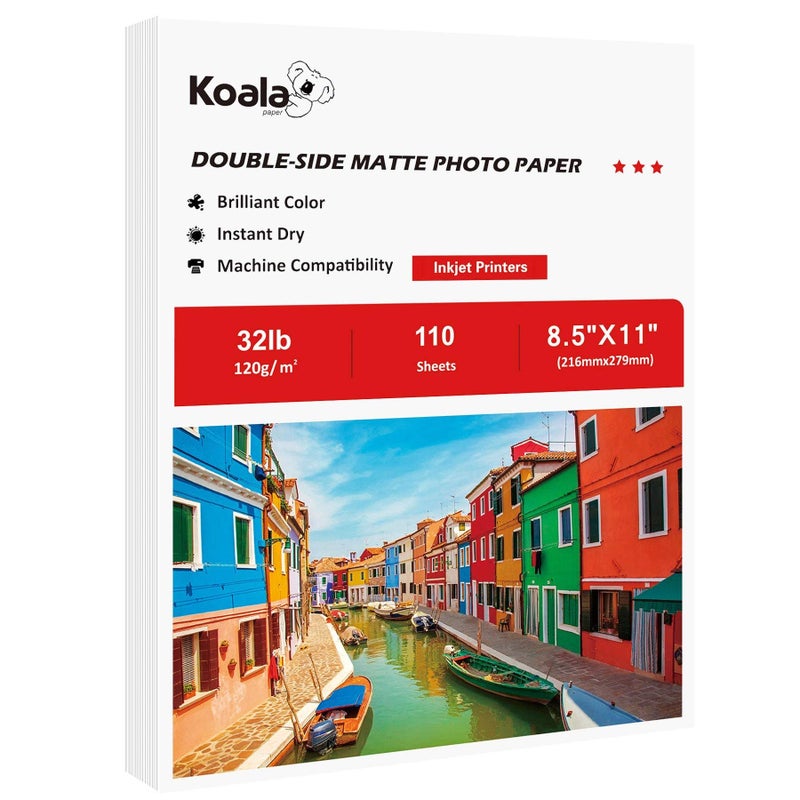 KOALA PAPER Koala Thin Presentation Paper Double-Sided Matte for Printing Photo 8.5X11 Inches 110 Sheets, Compatible with Inkjet Printer - Image 1