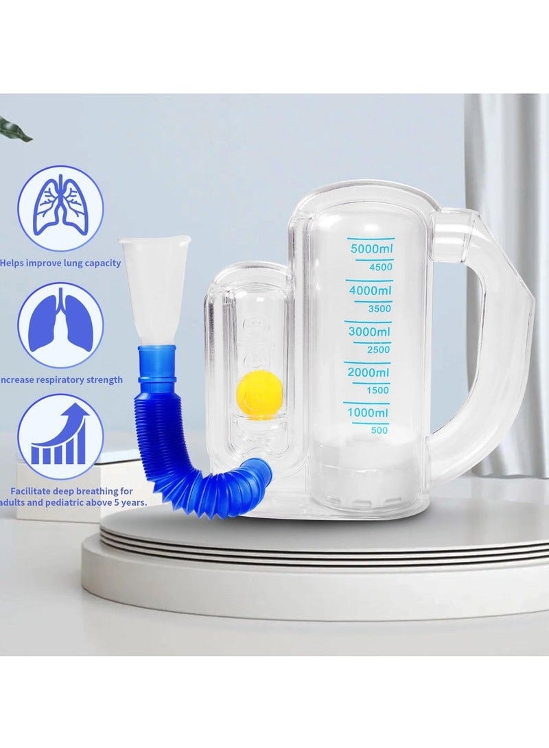 Spirometer Respiratory Breathing Exercise Device for Lungs, Deep Breathing Trainer for Adults - 5000ml Volume Measurement with Flow Rate Indicator - Image 4