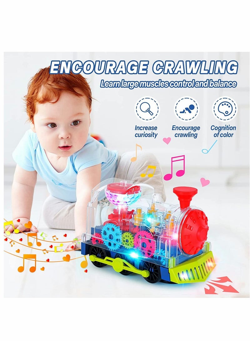SYOSI Baby Musical Car Toys Musical Toys for Toddlers Train Crawling Tummy Time Toys for Kids with Electronic Light Sound Music Early Educational Train Sets for Infant Birthday(Ordinary Battery) - Image 2