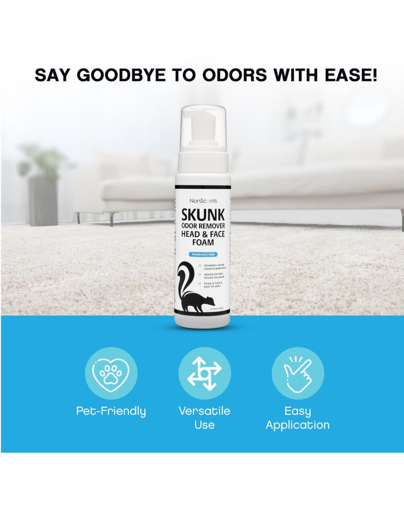 NonScents Skunk Odor Remover Head & Face Foam â€“ Easily Eliminate Skunk Odor from Pets, Carpets, Clothing, Ready-to-Use for Dogs, Cats, Home, Carpet, Car, Clothes - Fragrance Free Freshener - Image 5