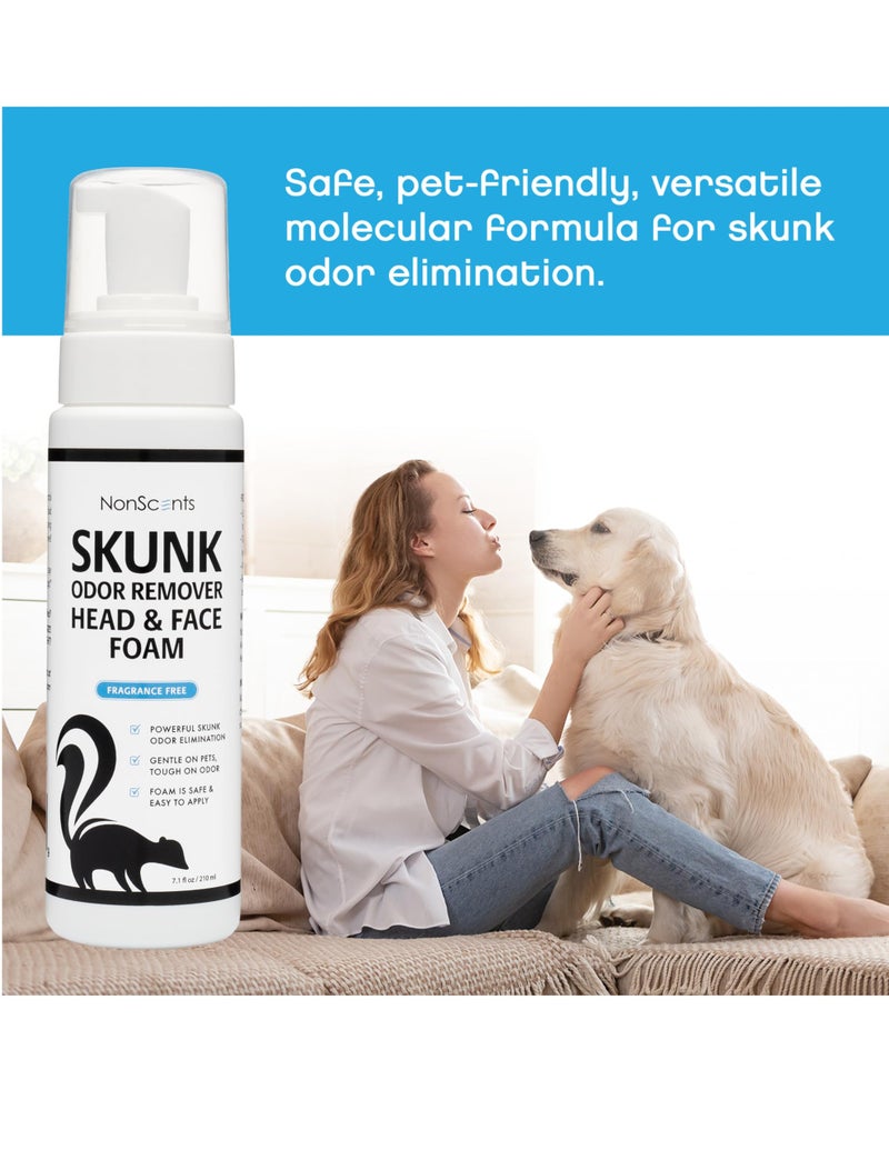NonScents Skunk Odor Remover Head & Face Foam â€“ Easily Eliminate Skunk Odor from Pets, Carpets, Clothing, Ready-to-Use for Dogs, Cats, Home, Carpet, Car, Clothes - Fragrance Free Freshener - Image 2