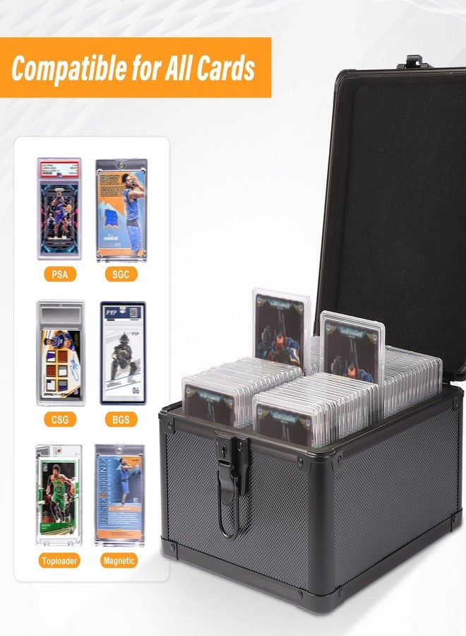 EcoVibe Graded Card Case, Aluminum Alloy Trading Card Storage Box with Carry Handle, Sports Card Case Holders with Dividers, Graded Card Storage Boxes Fits Psa, TCG, Csg, BGS, SGC Slabs - Image 3