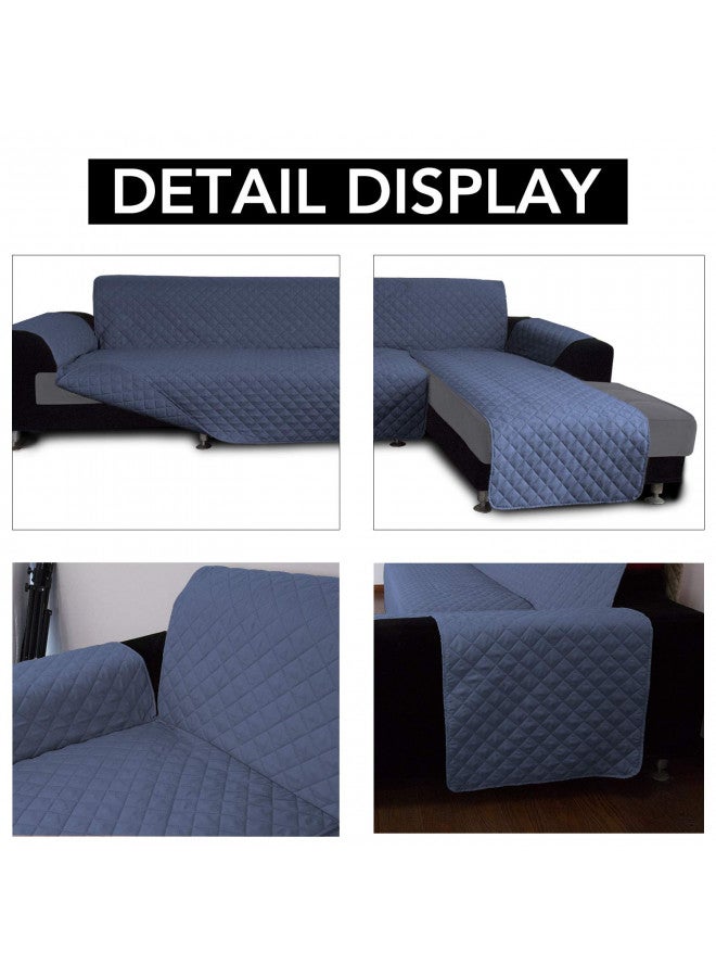 Easy-Going Easy-Going Sofa Slipcover L Shape Sofa Cover Sectional Couch Cover Chaise Lounge Slip Cover Reversible Sofa Cover Furniture Protector Cover for Pets Dog Cat (Large,Dark Blue/Dark Blue)  - Image 3