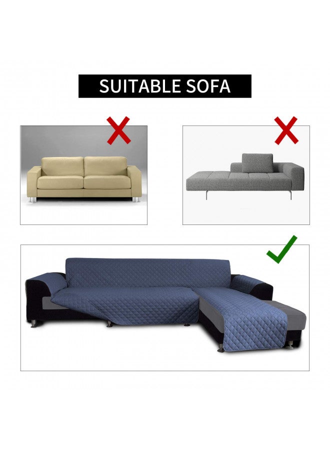 Easy-Going Easy-Going Sofa Slipcover L Shape Sofa Cover Sectional Couch Cover Chaise Lounge Slip Cover Reversible Sofa Cover Furniture Protector Cover for Pets Dog Cat (Large,Dark Blue/Dark Blue)  - Image 4