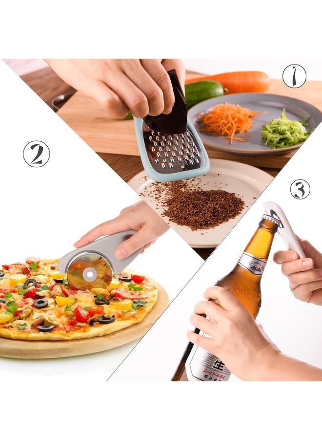 أدوات المطبخ مجموعة 5 قطع، أدوات الطهي القابلة للتكدس توفير المساحة للمطبخ الصغير، ملحقات غسالة الأطباق الداخلية للمخيم الخلفي (أزرق) - Image 4