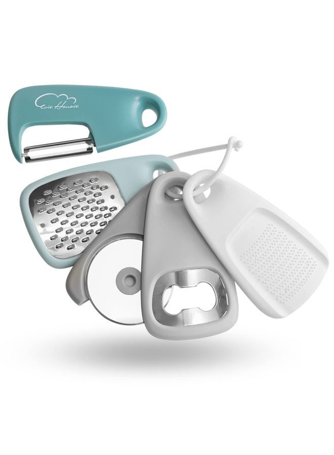 أدوات المطبخ مجموعة 5 قطع، أدوات الطهي القابلة للتكدس توفير المساحة للمطبخ الصغير، ملحقات غسالة الأطباق الداخلية للمخيم الخلفي (أزرق) - Image 1