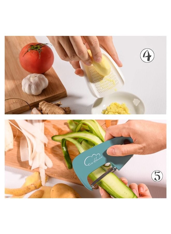 أدوات المطبخ مجموعة 5 قطع، أدوات الطهي القابلة للتكدس توفير المساحة للمطبخ الصغير، ملحقات غسالة الأطباق الداخلية للمخيم الخلفي (أزرق) - Image 3