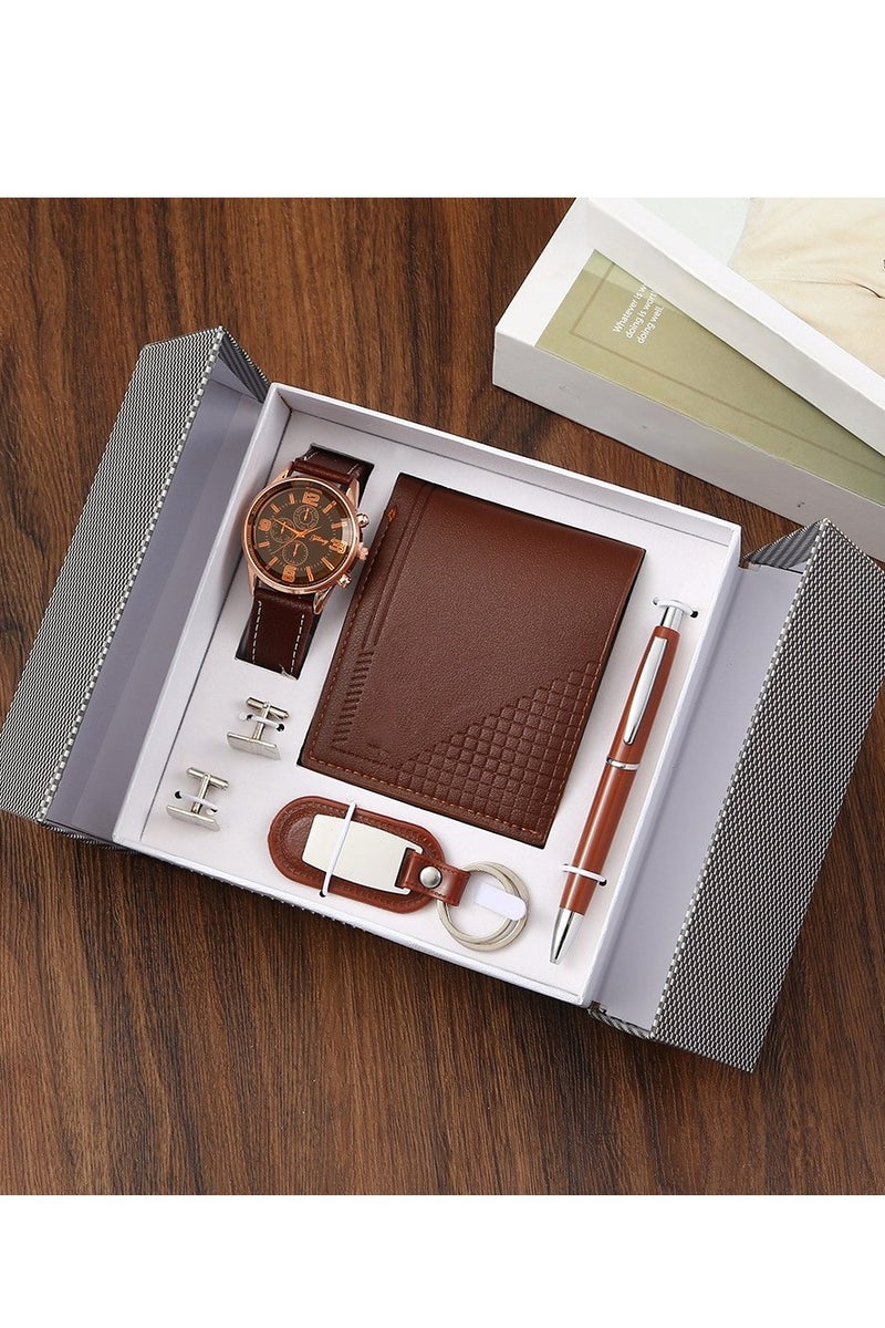 Men's Watch Gift Set, Business Gift Box, Fashion Leather Wallet, Father's Day Gift For Dad, Valentine's Day Gift For Husband/Boyfriend, Graduation, Birthday, Friends, Teacher, Student Gift