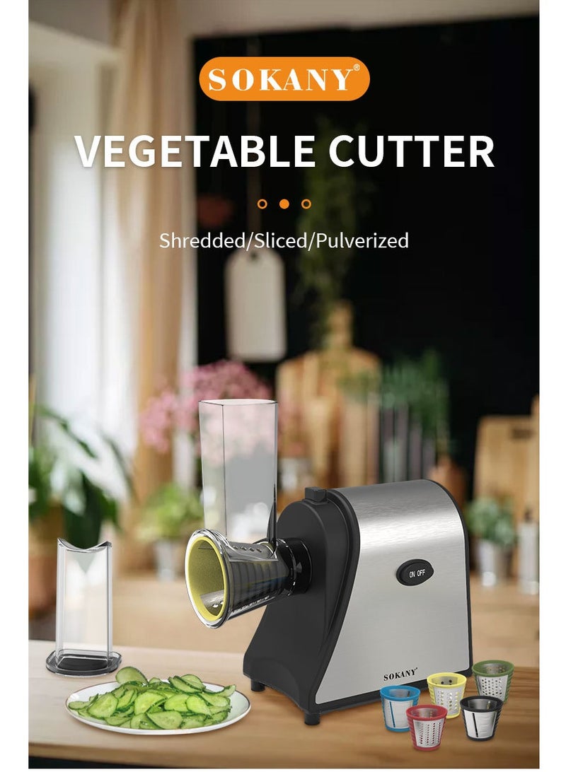 sokany Electric Cheese Grater, 1000W Electric Slicer Chopper, Multi Grater, Fruit Cutter, Vegetable Slicer, Shredder, Food Processor with 5 Blades Set SK-1178 Black - Image 2