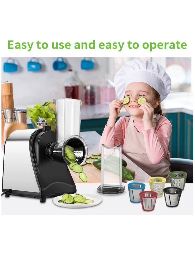 sokany Electric Cheese Grater, 1000W Electric Slicer Chopper, Multi Grater, Fruit Cutter, Vegetable Slicer, Shredder, Food Processor with 5 Blades Set SK-1178 Black - Image 3