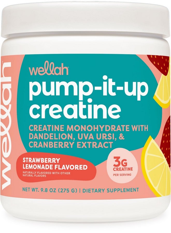 Wellah Pump-It-Up Creatine (50 Servings, Strawberry Lemonade) - Creatine Monohydrate with Dandelion, Uva Ursi, & Cranberry Extract - Image 1