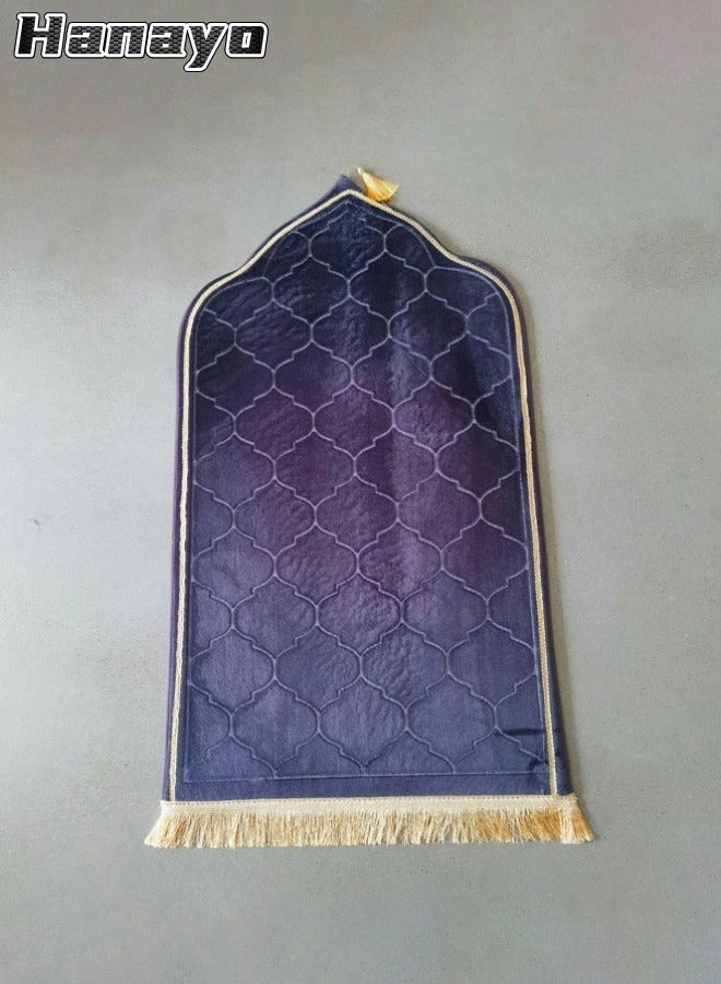 Hanayo Prayer Rug Prayer Mat Flannel Worship Knees Embossed Floor Carpet Soft Thick Muslim Prayer Mat for Home Office(Purple)  - Image 1