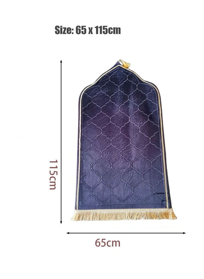 Hanayo Prayer Rug Prayer Mat Flannel Worship Knees Embossed Floor Carpet Soft Thick Muslim Prayer Mat for Home Office(Purple)  - Image 2
