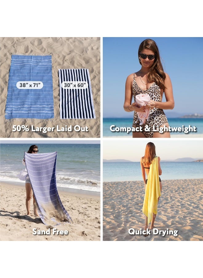 WETCAT Turkish Beach Towel Oversized 38x71 100 Turkish Cotton Made in Turkey  Sand Free Extra Large Ultra Soft Quick Drying Compact  Lightweight for Travel  Turquoise - Image 1