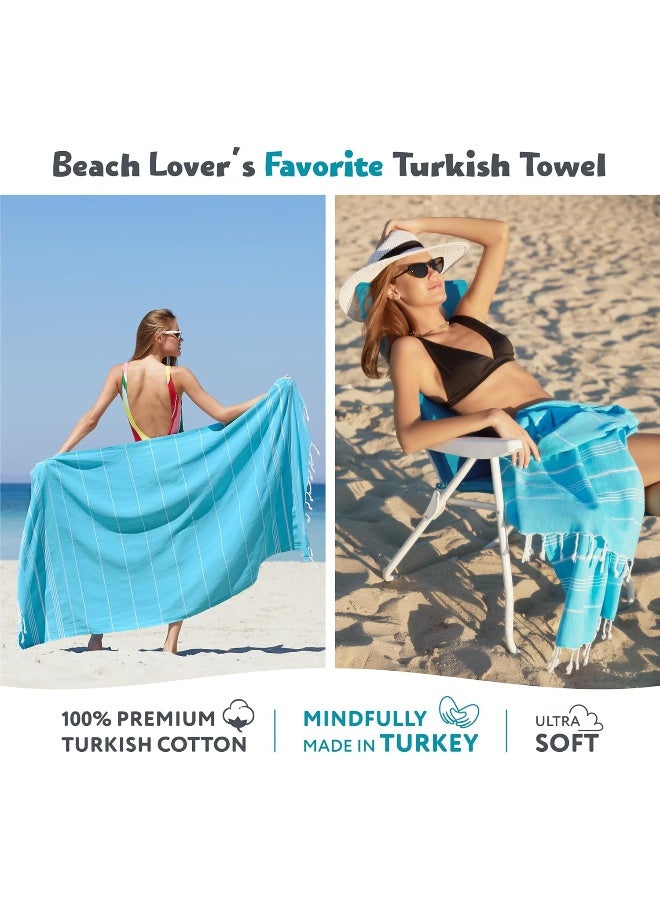 WETCAT Turkish Beach Towel Oversized 38x71 100 Turkish Cotton Made in Turkey  Sand Free Extra Large Ultra Soft Quick Drying Compact  Lightweight for Travel  Turquoise - Image 3