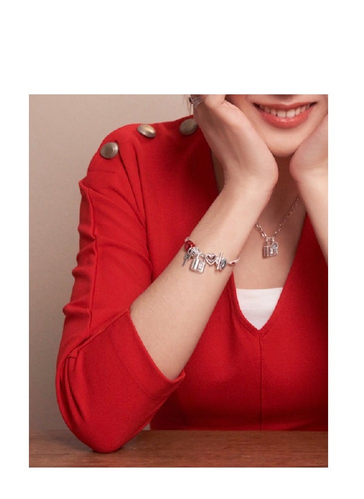 Pandora Violet - Pandora Silver & Rose Gold Heart Love Lock Charm Bracelet - Image 1