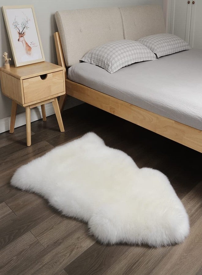 AOGELAN Premium Genuine Sheepskin Rug, Genuine Sheepskin Natural Fluffy Fuzzy Lambskin Fur Area Rug for Kids Bedroom Sofa Chair Seat Cover Pets Dogs Mat Single Pelt/2'x 3' White/Ivory - Image 1