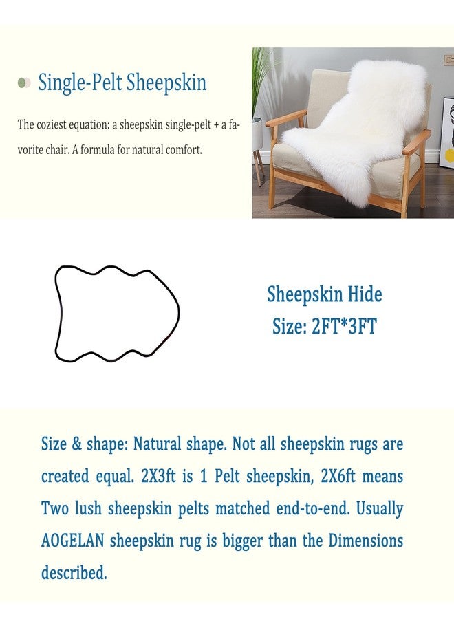 AOGELAN Premium Genuine Sheepskin Rug, Genuine Sheepskin Natural Fluffy Fuzzy Lambskin Fur Area Rug for Kids Bedroom Sofa Chair Seat Cover Pets Dogs Mat Single Pelt/2'x 3' White/Ivory - Image 4
