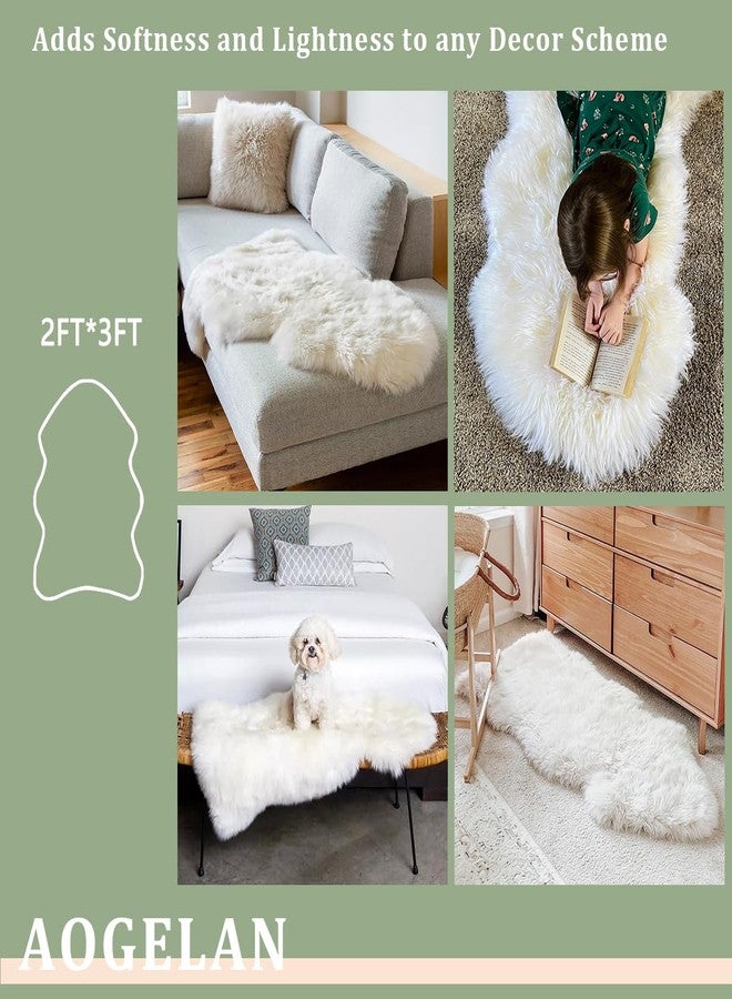 AOGELAN Premium Genuine Sheepskin Rug, Genuine Sheepskin Natural Fluffy Fuzzy Lambskin Fur Area Rug for Kids Bedroom Sofa Chair Seat Cover Pets Dogs Mat Single Pelt/2'x 3' White/Ivory - Image 5