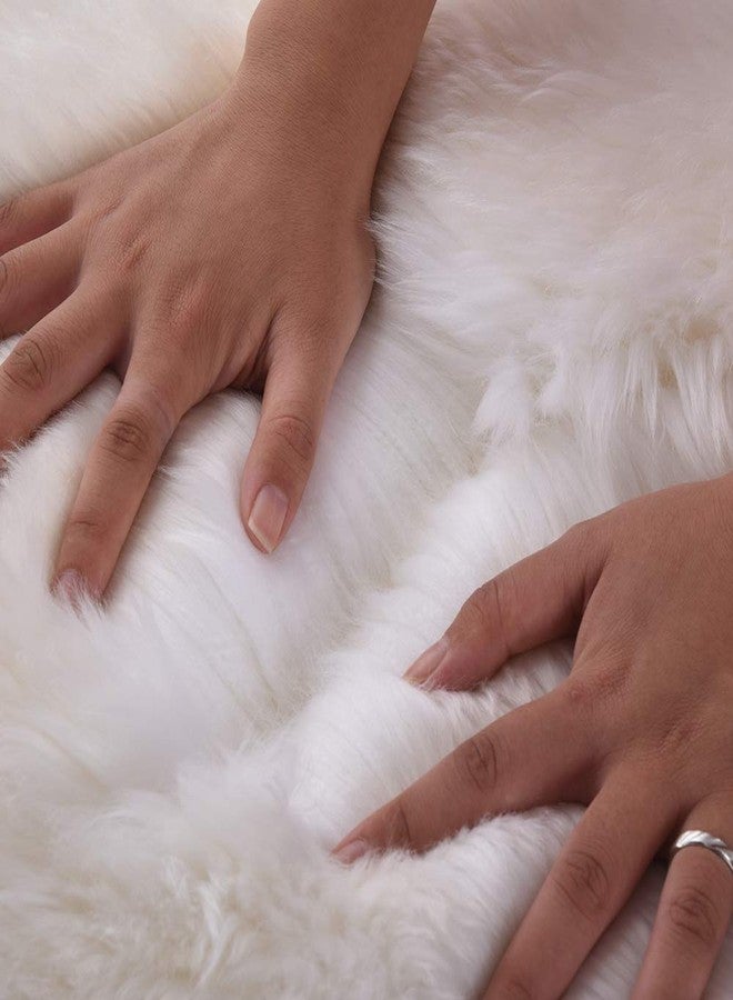 AOGELAN Premium Genuine Sheepskin Rug, Genuine Sheepskin Natural Fluffy Fuzzy Lambskin Fur Area Rug for Kids Bedroom Sofa Chair Seat Cover Pets Dogs Mat Single Pelt/2'x 3' White/Ivory - Image 2