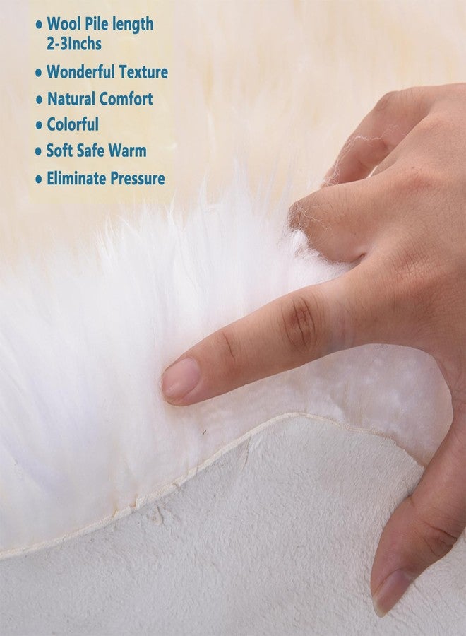 AOGELAN Premium Genuine Sheepskin Rug, Genuine Sheepskin Natural Fluffy Fuzzy Lambskin Fur Area Rug for Kids Bedroom Sofa Chair Seat Cover Pets Dogs Mat Single Pelt/2'x 3' White/Ivory - Image 3
