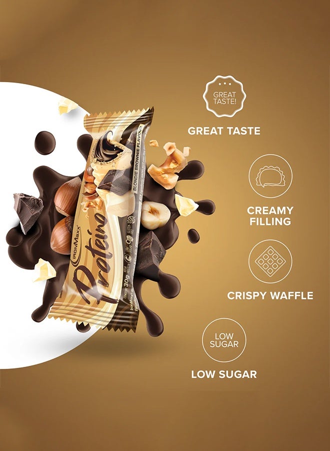 IronMaxx PROTEINO | 12 x 30g | Blonde Brownie Flavour,  Low Sugar Wafer Protein Bar | Gluten-Free - Image 3