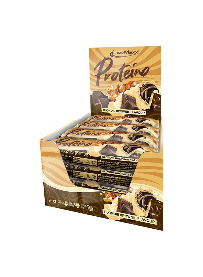 IronMaxx PROTEINO | 12 x 30g | Blonde Brownie Flavour,  Low Sugar Wafer Protein Bar | Gluten-Free - Image 2