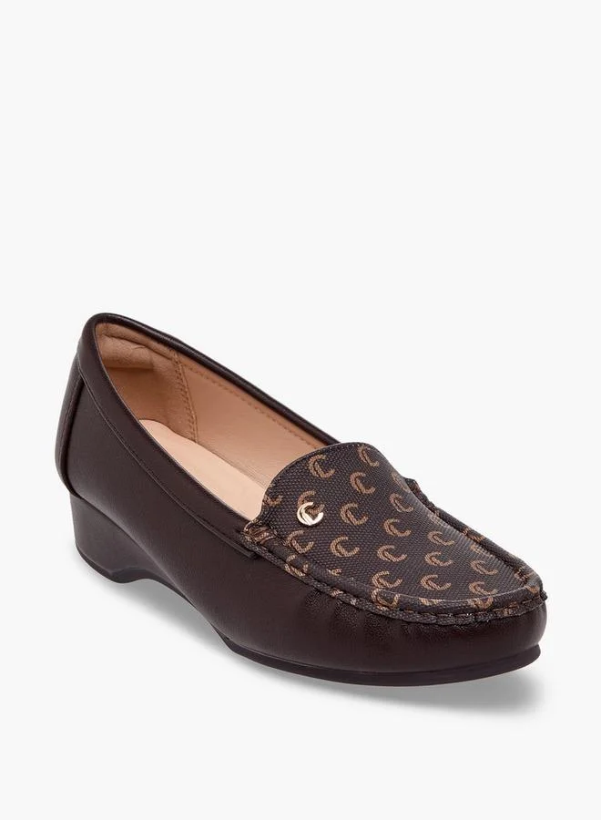 لو كونفورت Women Monogram Wedge Heel Loafers