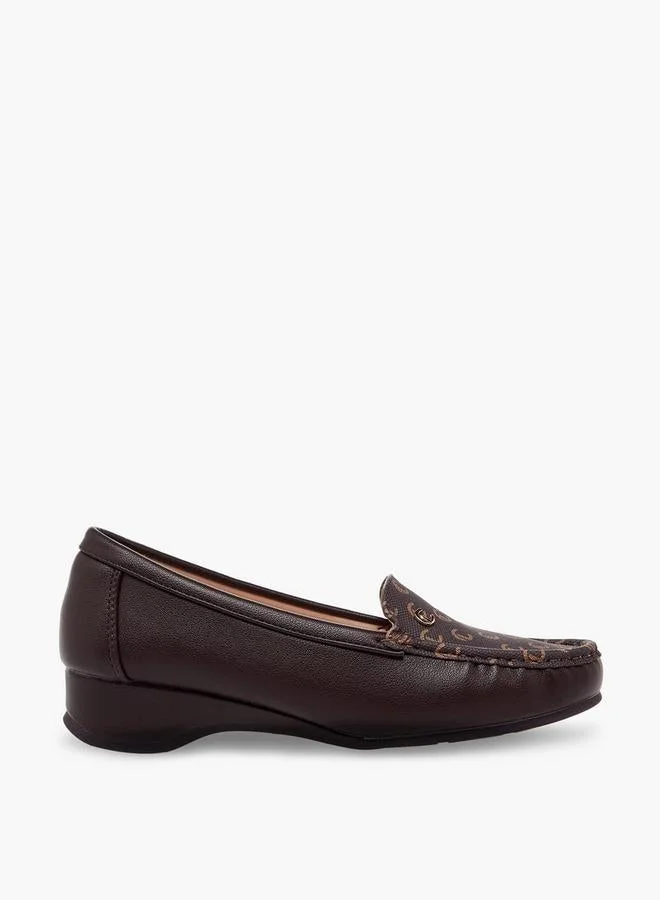 لو كونفورت Women Monogram Wedge Heel Loafers