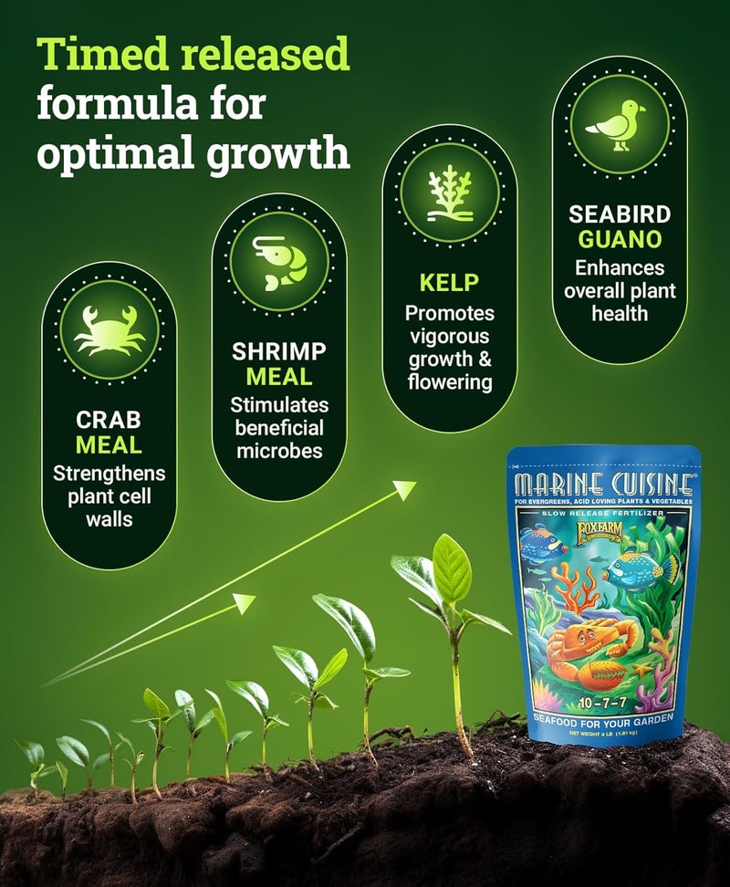 Fox Farm FoxFarm Marine Cuisine Dry Fertilizer - 4 lb Slow Release for Evergreens and Acid Loving Plants - Image 2