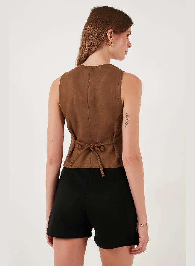 Lela  Lela Fitted Fit Crew Neck Buttoned Soft Texture Vest Women's VEST 5866435 for Women | Best Price UAE