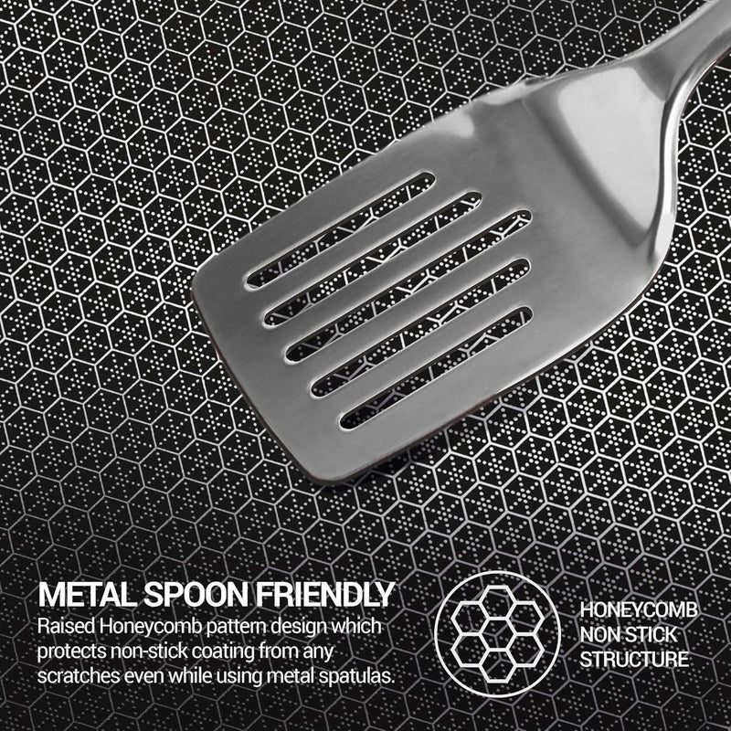 MILTON Pro cook Milton Pro-Cook Fry Pan 24 cm – Triply Hexa Tech Stainless Steel Frying Pan with Glass Lid, Honeycomb Non-Stick Structure, Induction & Gas Compatible, Ideal for Curry & Omelette - Image 3
