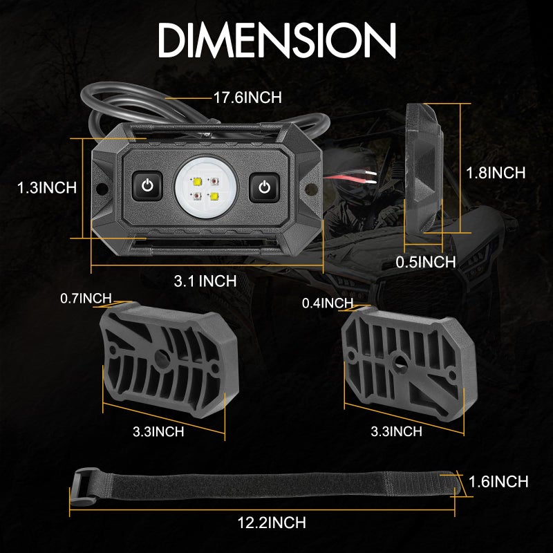 Rfroad Lighting Utv Dome Light  Rfroad Lighting 12V Universal Roll Bar Mount Led Lights Utv Interior Dome Lights Utility Roll Cage Map Light For Utv Atv Polaris Rzr Can-Am Golf Cart Sxs Cab - White/Red - Image 4
