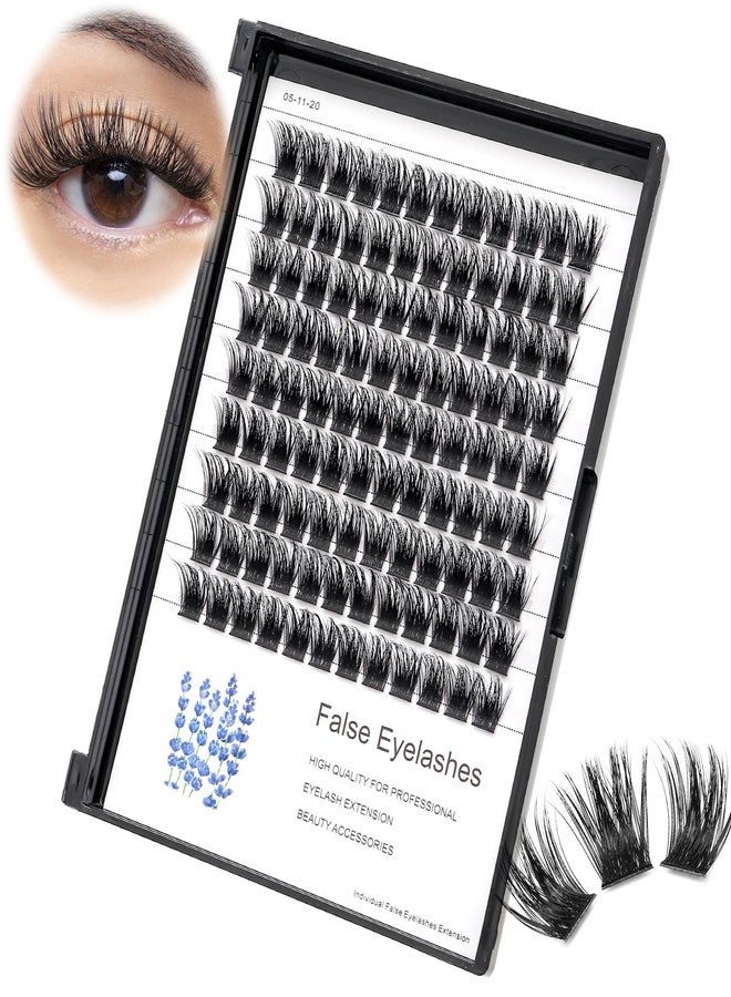 Hannahool Large Tray -D Curl Handmade Thick Base Natural Long Individual False Eyelashes Dramatic Cluster Lashes Makeup Full Volume Eye Lashes Extensions Wide Stem (20mm) - Image 1