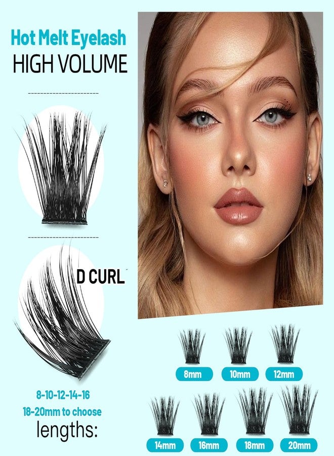 Hannahool Large Tray -D Curl Handmade Thick Base Natural Long Individual False Eyelashes Dramatic Cluster Lashes Makeup Full Volume Eye Lashes Extensions Wide Stem (20mm) - Image 2