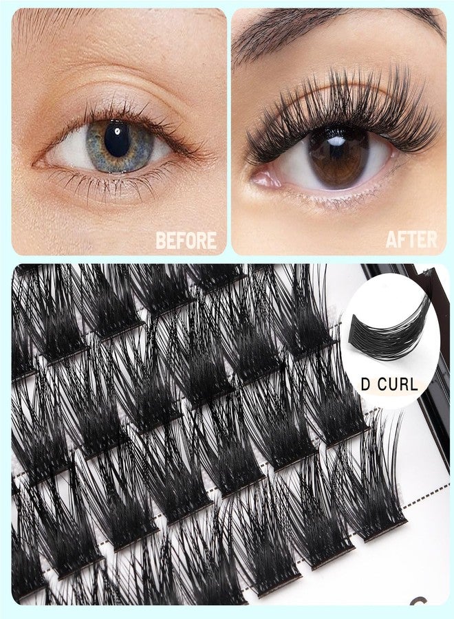 Hannahool Large Tray -D Curl Handmade Thick Base Natural Long Individual False Eyelashes Dramatic Cluster Lashes Makeup Full Volume Eye Lashes Extensions Wide Stem (20mm) - Image 4
