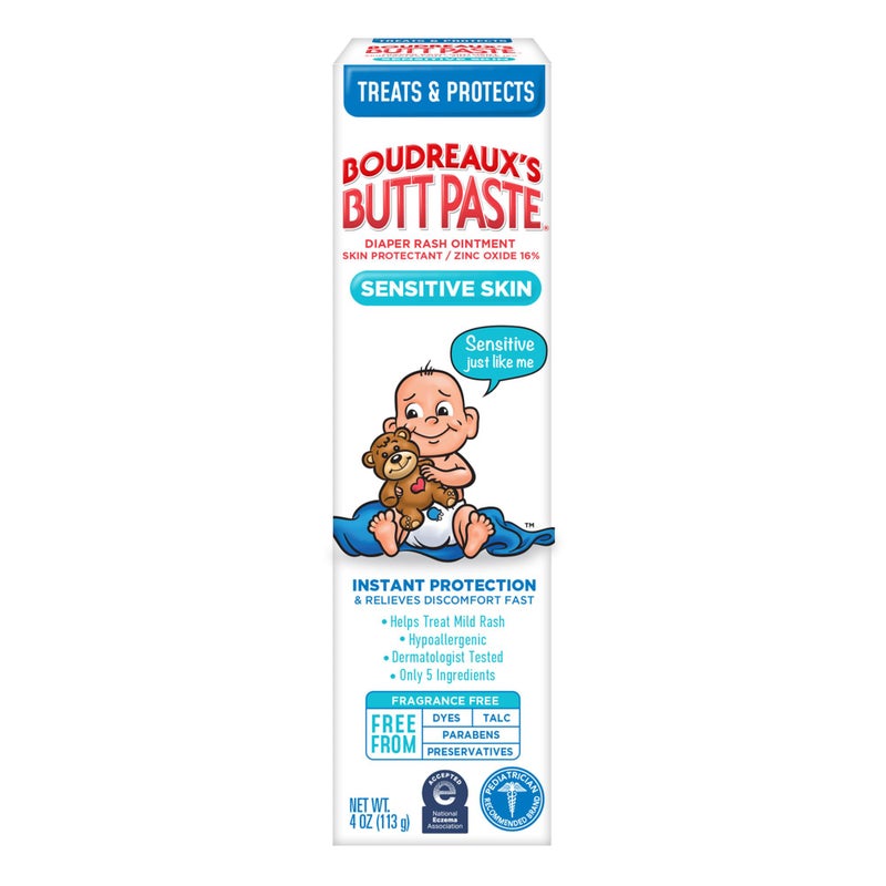 Boudreaux's Butt Paste for Sensitive Skin Diaper Rash Cream, Ointment for Baby, 4 oz Tube - Image 1