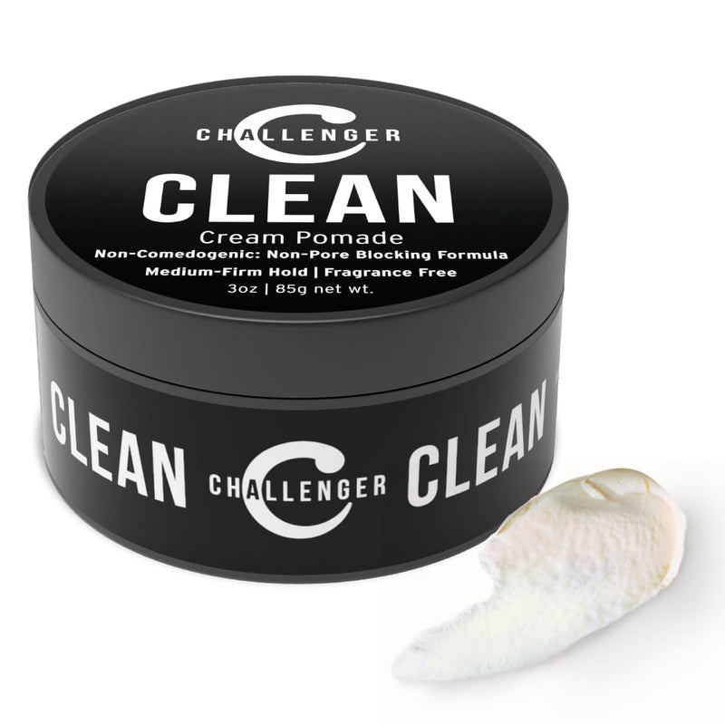 Challenger Fragrance Free Cream Pomade | Non-Comedogenic Styling Product | Unscented Hair Gel | Medium Firm Hold & Clean Ingredients | 3oz - Image 1