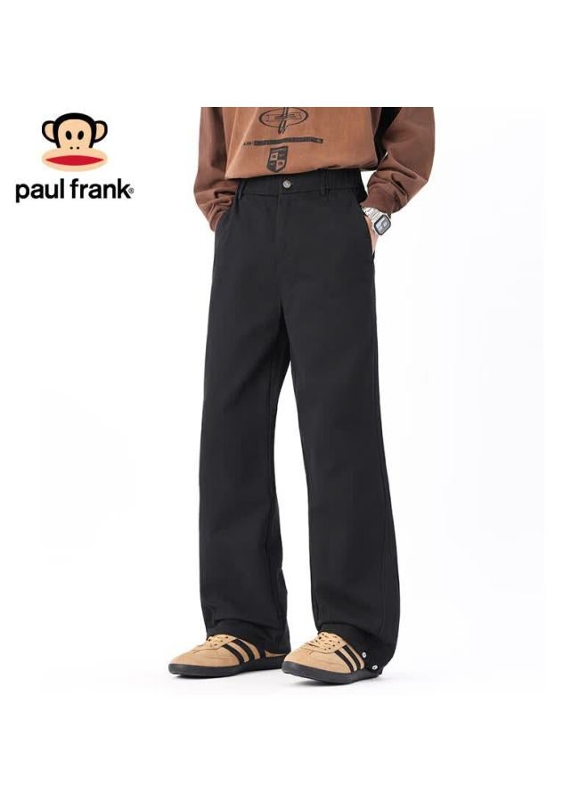 Paul Frank Men's Casual Winter Cotton Straight-leg Loose Wide-leg Cargo Pants Black 4XL - Image 1