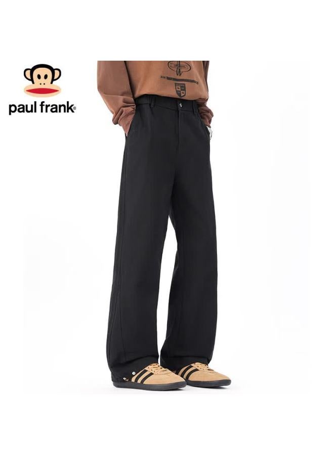Paul Frank Men's Casual Winter Cotton Straight-leg Loose Wide-leg Cargo Pants Black 4XL - Image 3